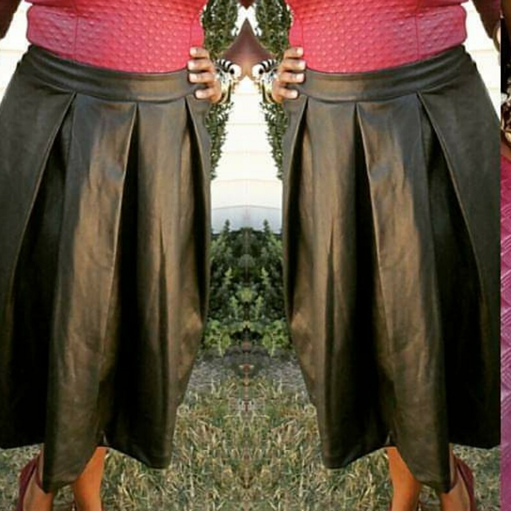 "Leather" Midi Length Circle Skirt